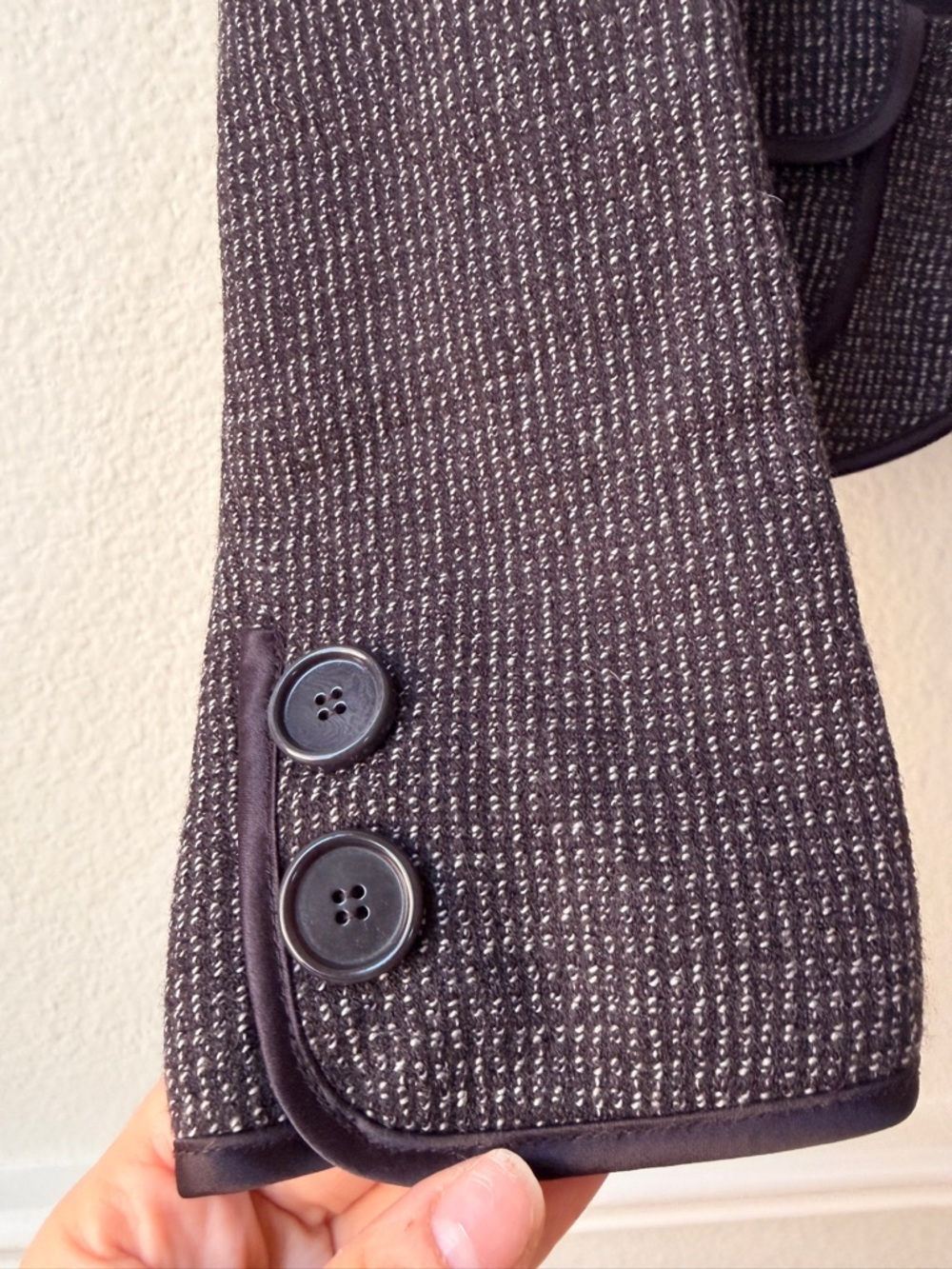 Ann Taylor Cropped Tweed Blazer Jacket Grey Tailored Peplum Fitted Office 2P - Picture 4 of 13